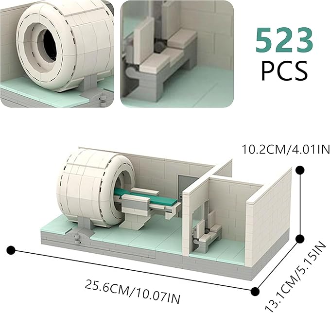Educational Hospital Medical Machine Toy Set，MRI Scanner Model Building Blocks Set，Collectible Scene for Moc Bricks Lovers，Compatible with Lego 630 Building Accessory，523 Pcs