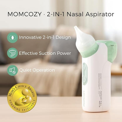 Momcozy 2-in-1 Baby Nasal Aspirator with Nasal Spray, Electric Nasal Aspirator for Baby 2 Tips BN005
