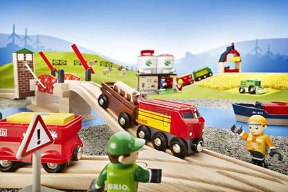 BRIO 33757 Lifting Bridge - Engaging Toy Train Accessory | Includes Wooden Track | Ideal for Kids Age 3 and Up | FSC Certified Wood - Red