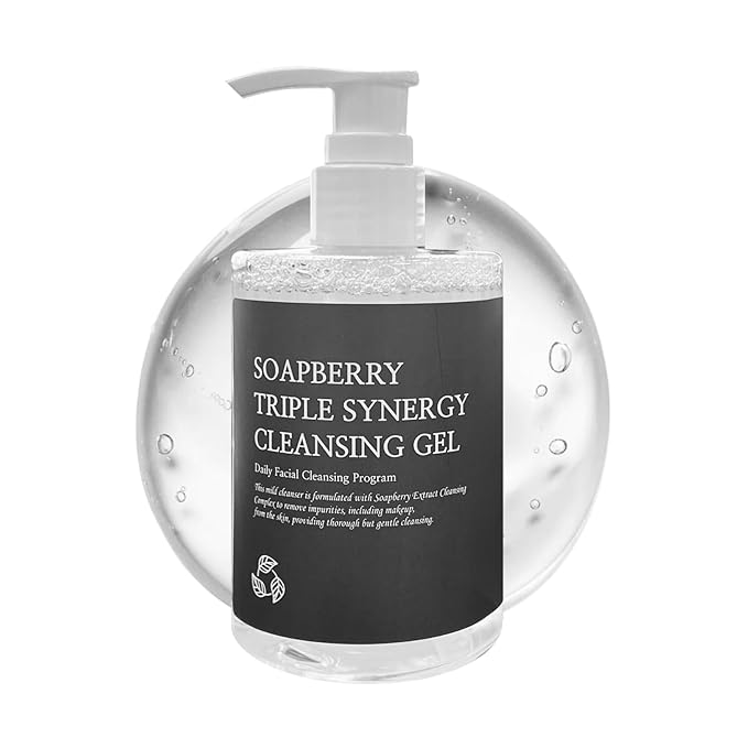 Soapberry Triple Synergy Gel Cleanser with 5 types of Bean, Daily Facial Wash for sensitive skin 8.45 fl.oz, 250ml
