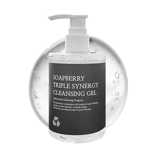 Soapberry Triple Synergy Gel Cleanser with 5 types of Bean, Daily Facial Wash for sensitive skin 8.45 fl.oz, 250ml