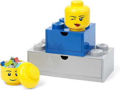 Room Copenhagen Iconic Storage Head Large, Stackable Storage Box, 8,5 L, Yellow, Happy Girl