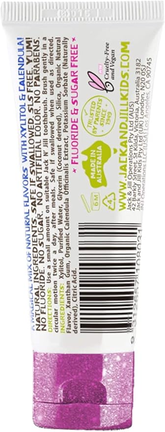 Jack N' Jill Natural Toddler Toothpaste for Baby, Kids and Infants 6 Months & Up, Fluoride Free Training Toothpaste for Toddlers 1-3 (1.76 Fl Oz (Pack of 2), Berries & Cream)