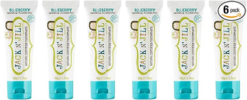 Jack N' Jill Natural Toddler Toothpaste for Baby, Kids and Infants 6 Months & Up, Fluoride Free Training Toothpaste for Toddlers 1-3 (1.76 Fl Oz (Pack of 6), Blueberry)