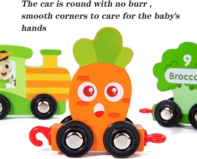 Wooden Train Set with 21pcs Fruit and Vegetable Alphabet Train 3-5 Wooden (KK-TS-0810)