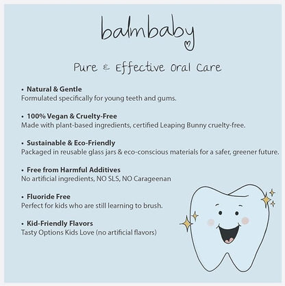 Kids All Natural Fluoride Free Toothpaste with Xylitol, SLS Free, Vegan, Gluten Free, BPA Free, Zero Waste, Mint, 2 fl oz