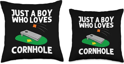 Cool Cornhole Design for Boys Kids Corn Bean Bag Toss Game Throw Pillow, 16x16, Multicolor