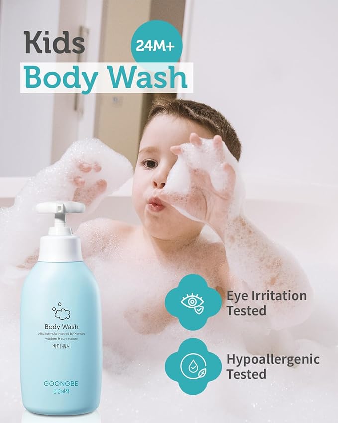 Kids Body Wash - Korean Kids Body Cleanser for Dry, Sensitive Skin with Green Tea & Oat Kernel Oil 11.8 fl.oz.