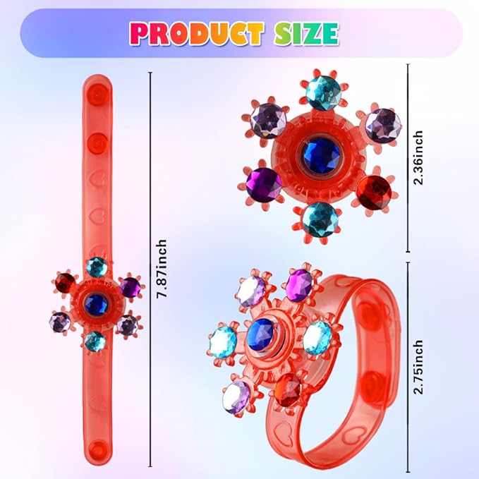 48-Pack LED Light Up Fidget Spinner Bracelets - Glow in The Dark Party Favors for Kids Ages 8-12