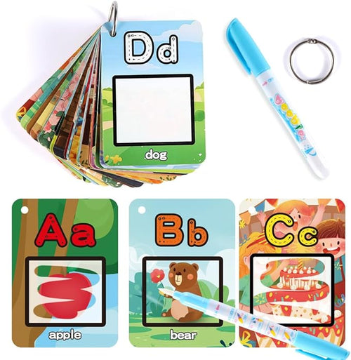 Water Coloring Books for Toddlers, Aqua Painting Book for 18+ Months, Magic Paint Set for 2 3 4 5 Years Old, Alphabet Flash Cards ABC Learning, Road Trip/Airplane Travel/Car Activities Essentials Kids
