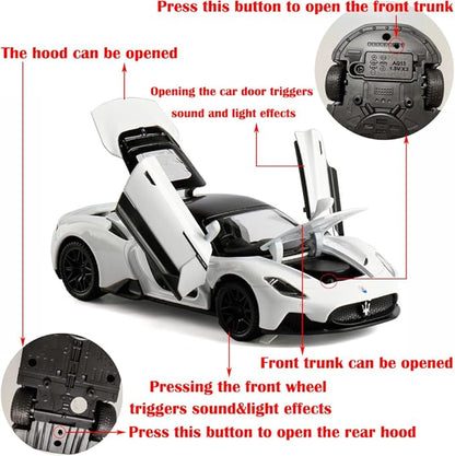 Alloy Collectible White MC20 Toy Cars Model Pull Back Vehicles
