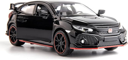 Compatible for 1:32 Diecasting Alloy Honda Civic Type-R Car Model Toy Car，Pull Back Alloy Car with Lights and Sound, Open Door for Kids Gift