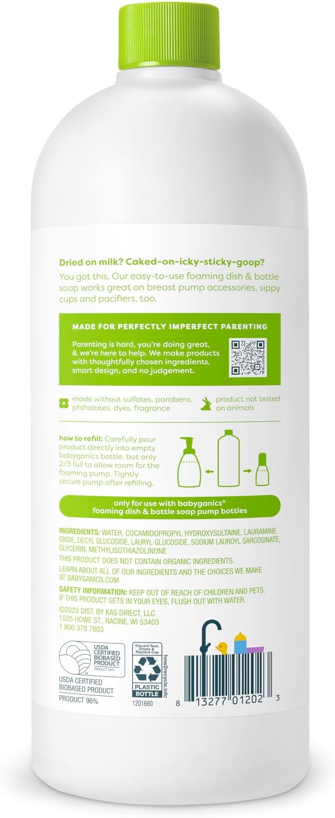 Babyganics Foaming Dish & Bottle Soap, Fragrance Free 32 Fl 2), Packaging