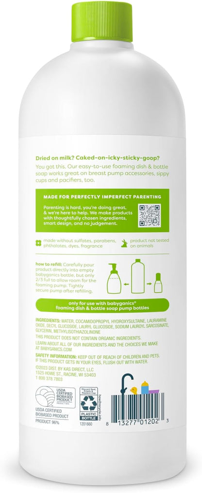 Babyganics Foaming Dish & Bottle Soap, Fragrance Free 32 Fl 2), Packaging