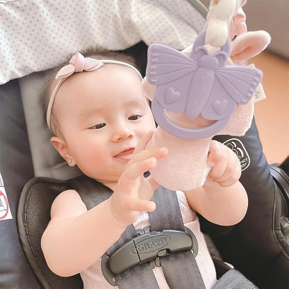 Itzy Ritzy Teething Activity Toy - Bitzy Busy Ring Infant Teething Toy Features Braided Ring & Dangling Toys, Includes Teether 0 Months