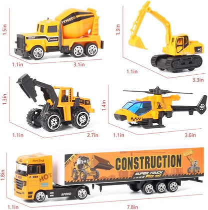 Jenilily Construction Toys Truck Die-cast Vehicle Transporter Car Set Excavator 3 4 5 Years