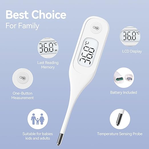 Berrcom Digital Thermometer for Adults and Kids, Medical Thermometer 10 Second