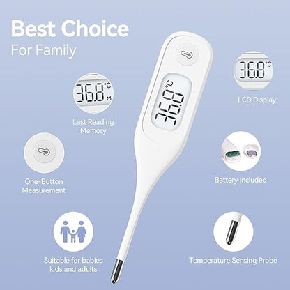 Berrcom Digital Thermometer for Adults and Kids, Medical Thermometer 10 Second