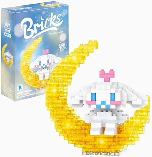 Cinnamoroll Dog Mini Cartoon Building Block with Led Lighting Kit,Cute Anime Figures Toys Desk Accessories,Birthday Gift for Adult Kids Ages 6+,356PCS
