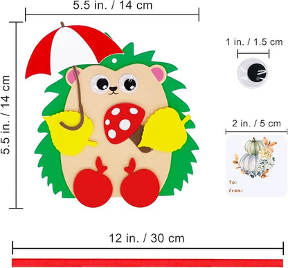 Winlyn Fall Craft Kits 24 Sets DIY Fall Hedgehog Ornaments Decorations Art Sets Autumn Maple Leaf Pumpkin Foam Stickers Googly Eyes for Kids Thanksgiving Halloween Classroom Activities Party Favors