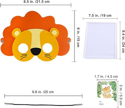 Winlyn 27 Sets Jungle Animal Masks Craft Kits Safari Animal Face Masks DIY Foam Zoo Animal Party Mask Art Sets Animal Face Stickers for Kids Jungle Safari Birthday Classroom Activities Party Favors