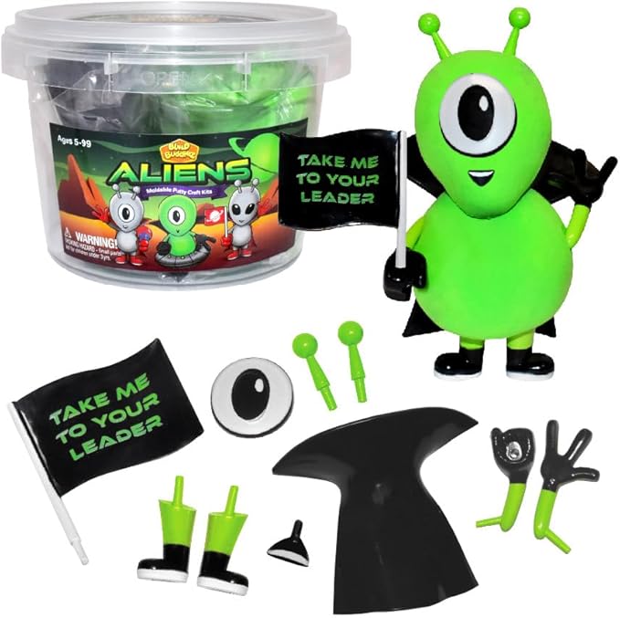 Aliens Craft Kit 12pc Party Pack – Build, Play, and Display 12 Air-Dry Clay Aliens, Great for Birthday Parties, Trick or Treating, Stocking Stuffers, for Kids, Boys and Girls Ages 5+