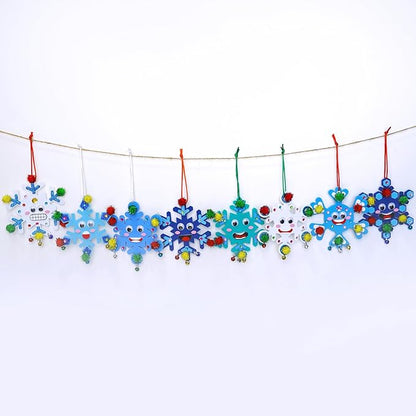 Winlyn 24 Sets Christmas Craft Kits Winter Crafts DIY Snowflake Ornaments Decorations Art Sets Foam Snowflakes Smile Stickers Jingel Bells for Kids Holiday Home Classroom Activities Party Favors
