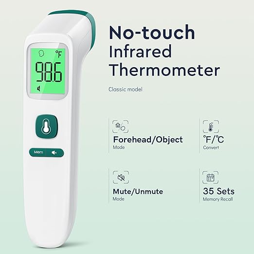 Forehead Thermometer for Adults and Kids, Fast Accurate Thermometer with Fever Alarm 1S Reading