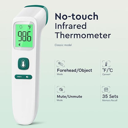 Forehead Thermometer for Adults and Kids, Fast Accurate Thermometer with Fever Alarm 1S Reading