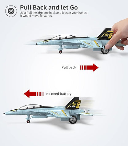 Geyiie Airplane Toy for Boys, Metal Plane Vehicle Playset 3 4 5 6