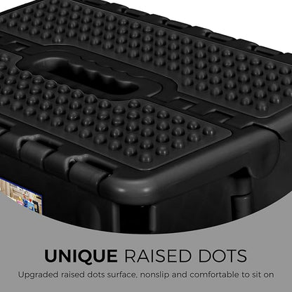 ACKO Folding Step Stool 13 inch Height Premium Heavy Duty Foldable Step Stools for Adults and Kids, Kitchen Plastic Small Collapsible Stepping Stool Hold Up to 300 LB Dot Black (1 Pack)
