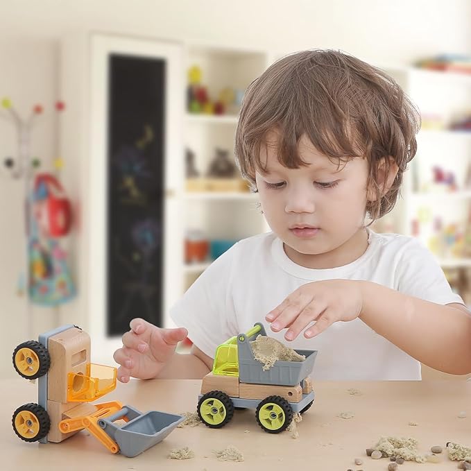 Wooden Construction Truck Mini Simulation Engineering Vehicles for Boys and 3 +