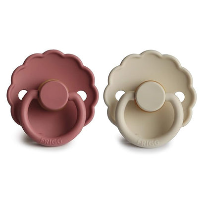 FRIGG Daisy Natural Rubber Baby Pacifier | Made in Denmark 0-6 Months) 2-Pack