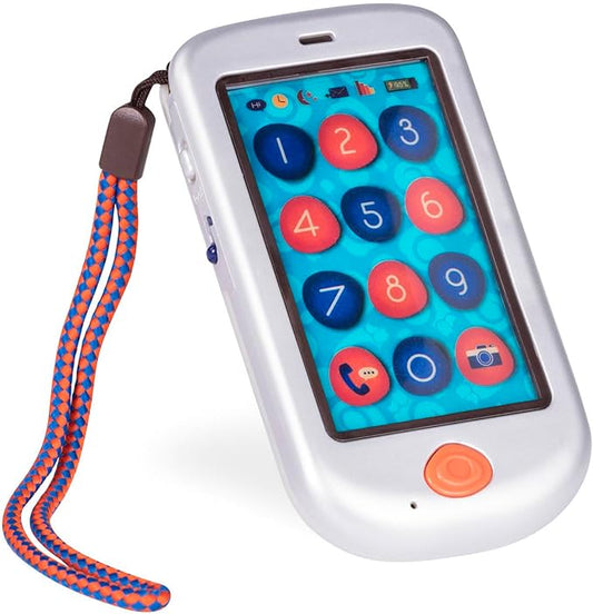 B. toys- Hi!! Phone - Silver- Pretend Play Smartphone – Interactive Kids' Cellphone – Sounds & Songs – Toy Phone for Toddlers – 18 Months +