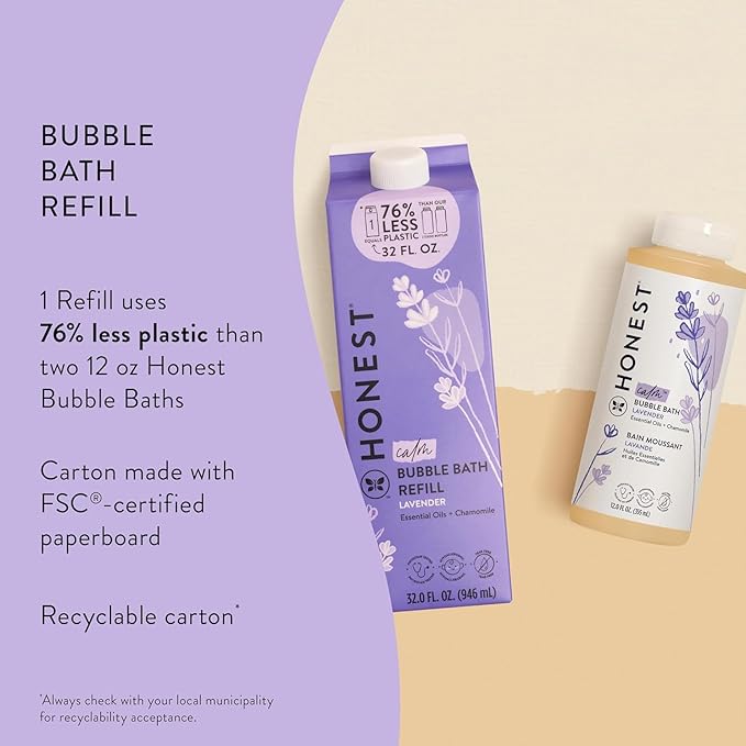 The Honest Company Foaming Bubble Bath Refill Carton | Gentle for Baby 32 fl