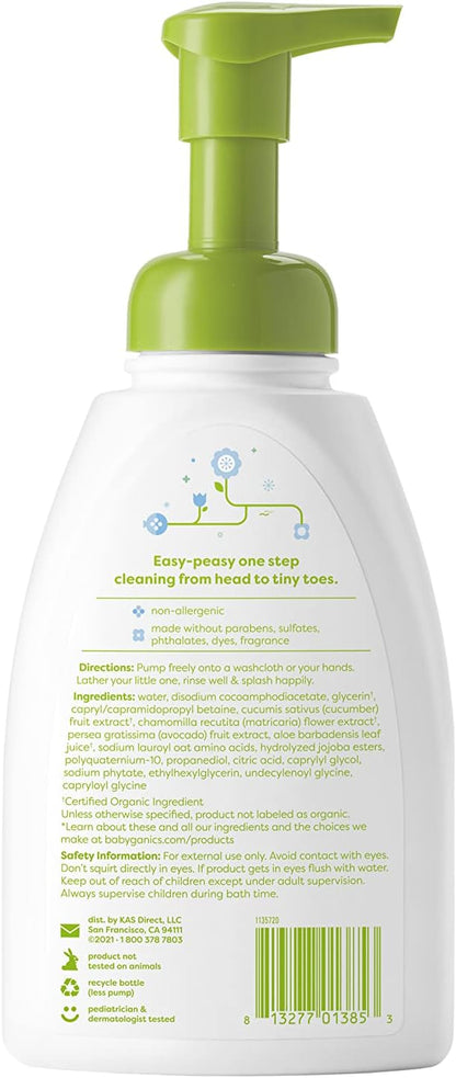 Babyganics Baby Shampoo + Body Wash Pump Bottle, Fragrance Free 16 Fl