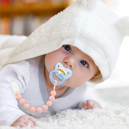 Silicone Pacifier Clip Holder, 4 Pack One Piece Soft Flexible Pacifier Holder Clip Binky Clips for Boys and Girls