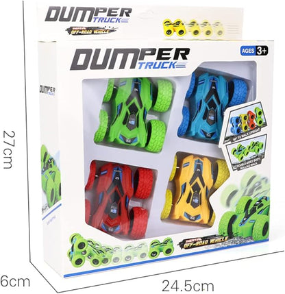 Pull Back Cars, 4 Pack Monster Toys Truck Double-Sided Friction