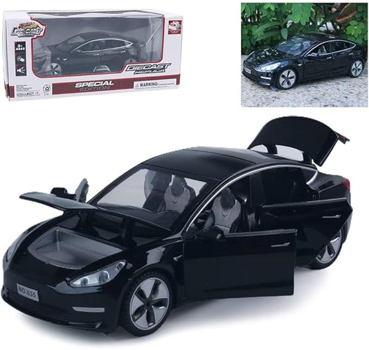 1:32 Scale Model 3 Alloy Car Model Diecast Toy Vehicles for Kids, Tesla car Model，Pull Back Alloy Car with Lights and Music