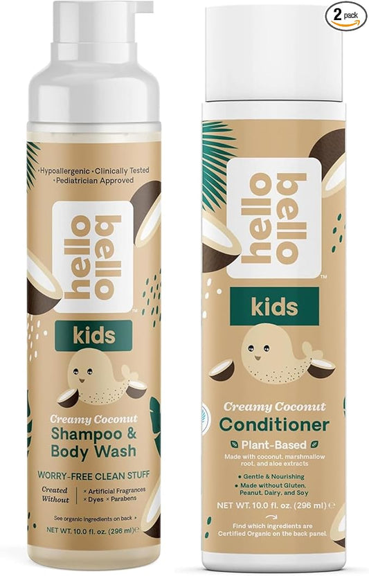 Hello Bello Creamy Coconut Tear-Free Shampoo & Body Wash - 10 oz + Conditioner