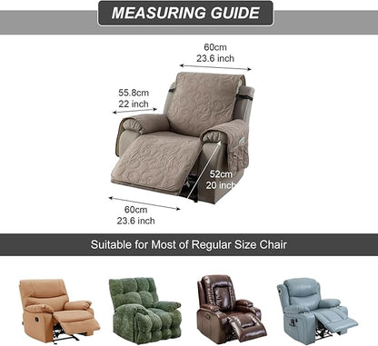 100% Waterproof Recliner Chair Cover, Recliner Chair Covers for Reclining Chair, Non-Slip Fabric Recliner Couch Cover for Living Room, for Pets Kids Protector, Washable (Taupe, 23"Recliner Chair)
