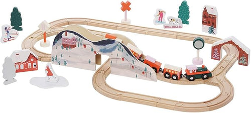 Manhattan Toy Alpine Express 49-Piece Wooden Toy Train Set 3 Years