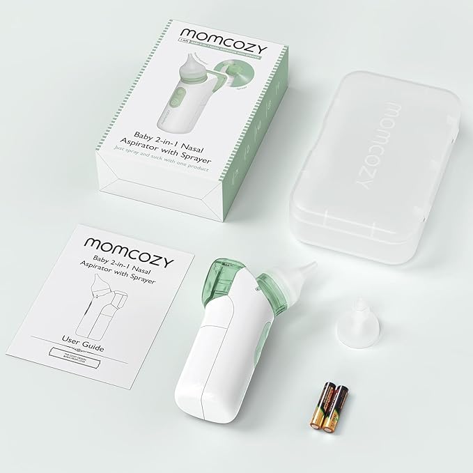 Momcozy 2-in-1 Baby Nasal Aspirator with Nasal Spray, Electric Nasal Aspirator for Baby 2 Tips BN005