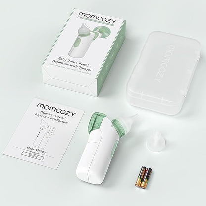 Momcozy 2-in-1 Baby Nasal Aspirator with Nasal Spray, Electric Nasal Aspirator for Baby 2 Tips BN005