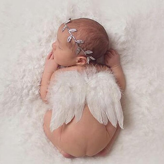 Holibeat 2PCS 0-6M Baby Angel Feather Wings Newborn Photo Props