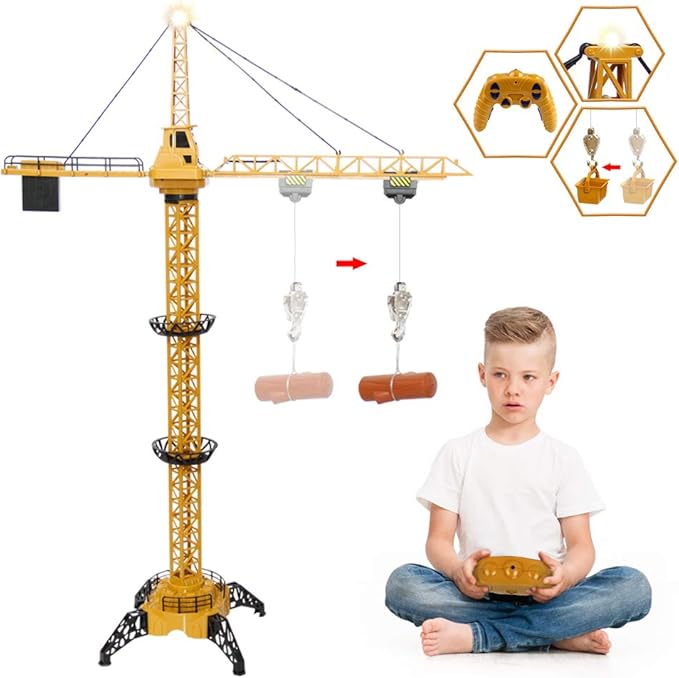 Mini Tudou RC Crane Toy,50.4 inch Tall 2.4GHz Remote Control Robotic Excavator 6,7,8,9 Boys
