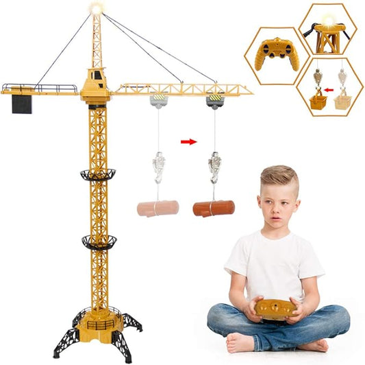 Mini Tudou RC Crane Toy,50.4 inch Tall 2.4GHz Remote Control Robotic Excavator 6,7,8,9 Boys