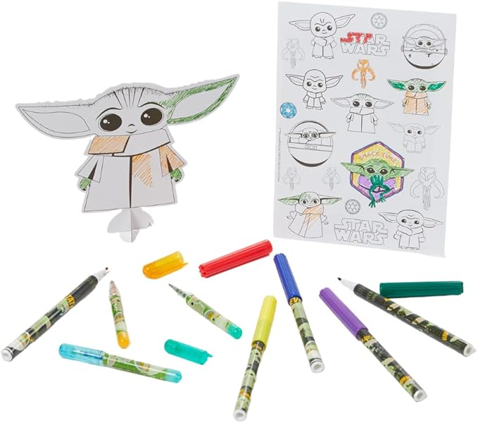 Star Wars Mandalorian Baby Yoda Coloring & Sticker Activity Set for Kids with Travel Carrying Case