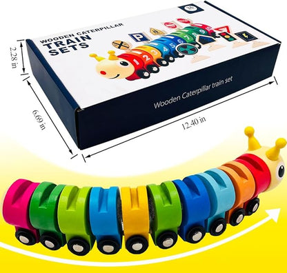 Montessori Toys for 3 Year Old, Wooden Caterpillar Number Train Set Toys with Street Signs 4 Year 3, Birthday 3