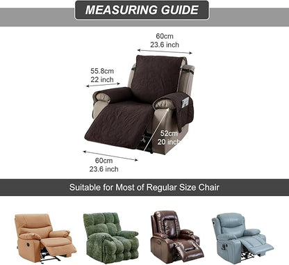 100% Waterproof Recliner Chair Cover, Recliner Chair Covers for Reclining Chair, Non-Slip Fabric Recliner Couch Cover for Living Room, for Pets Kids Protector, Washable (Chocolate, 23"Recliner Chair)